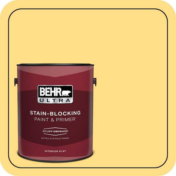 BEHR ULTRA 1 gal. #330B-5 Yellow Corn Extra Durable Flat Interior Paint & Primer