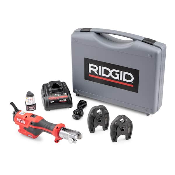 RIDGID RP 115 Mini Press Tool Kit for 1/2 in. - 3/4 in. Copper & Stainless Fittings with 12V Li-Ion Battery (Includes 6 Items)