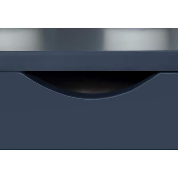 Home Decorators Collection Glovertown 17 3 In X 14 3 In D Vanity In Midnight Blue With Ceramic Vanity Top In White With White Sink And Mirror Glovertownco Mb The Home Depot