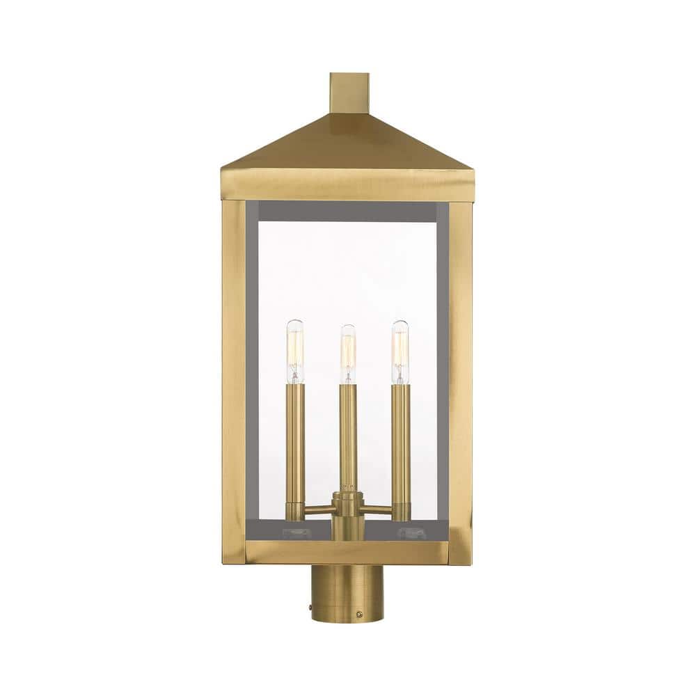 Antique Brass 24" Outdoor Post Lantern with Clear Glass
