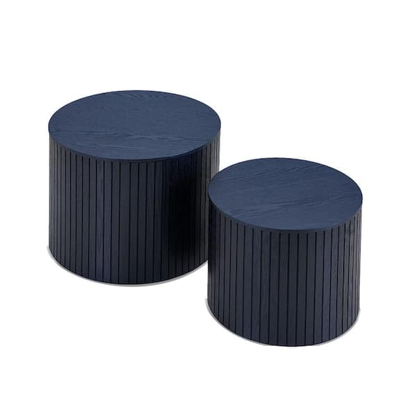 Sudzendf Black MDF Round Outdoor Side Table 1-Piece