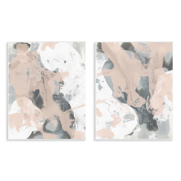 Stupell Industries Beige & Gray Splashes by June Erica Vess 2 Pieces Unframed Abstract Graphic Art Print 14 in. x 11 in.