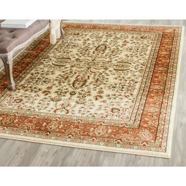 Lyndhurst Ivory/Rust 4 ft. x 6 ft. Border Antique Floral Area Rug