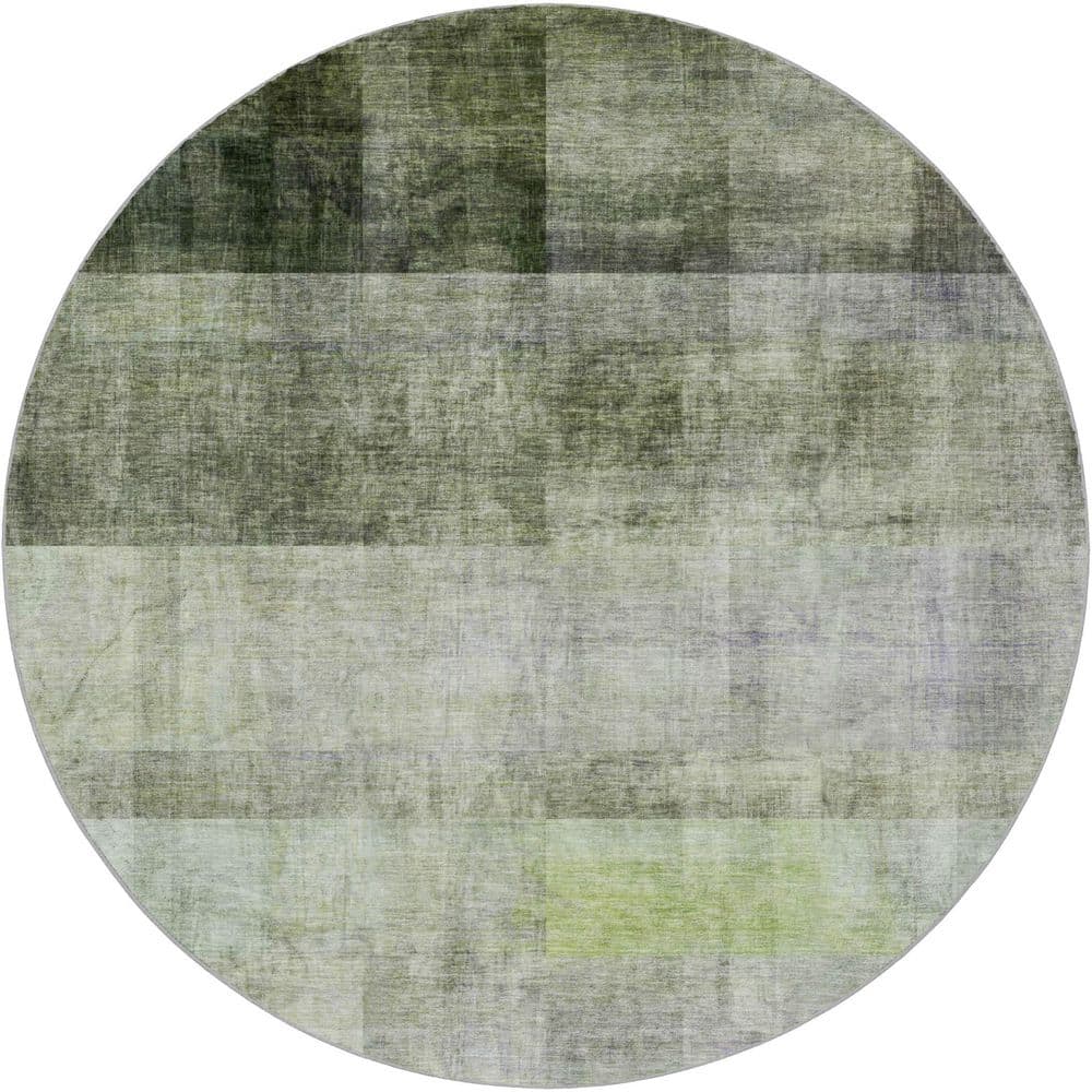 Dream Shag Premium Machine Washable Abstract ADS568 Olive 8 ft. x 8 ft. Round Rug price history on PriceWatchPro