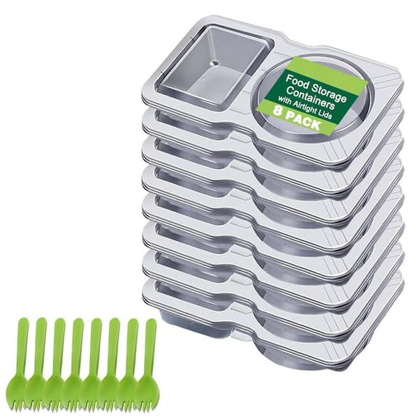 5.9 oz. Clear PP Plastic Snack Food Storage Containers with Lids Double Compartment Leakproof Reusable 8-Pack