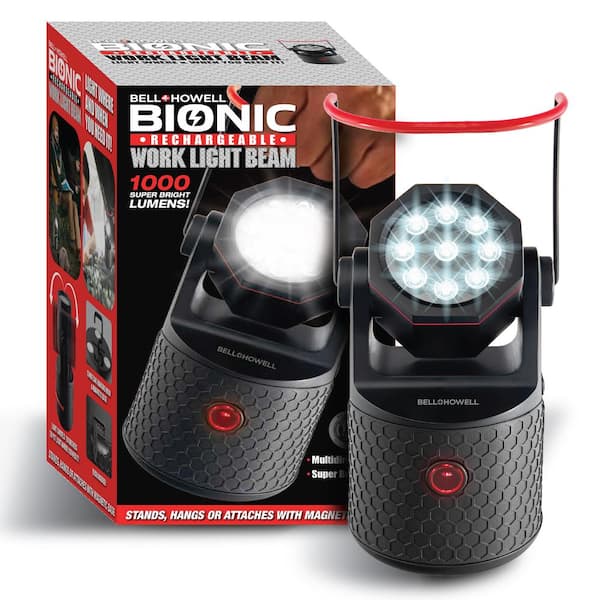 Bell + Howell Bionic Work Light Beam 1000 Lumens 9 Super Bright LED Rechargeable Handheld Work Light