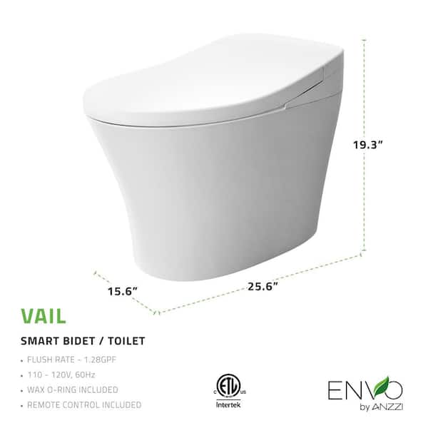 ANZZI ENVO Vail Elongated Smart Bidet Toilet with Remote Control and Heated Seat