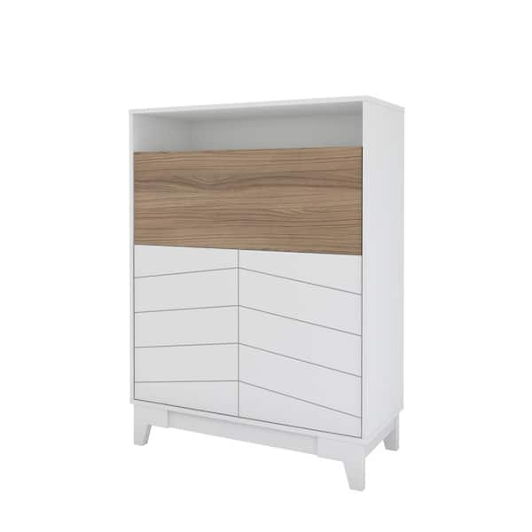 Nexera 35.8 in. Rectangular Nutmeg and White Secretary Desks with Built-In Storage