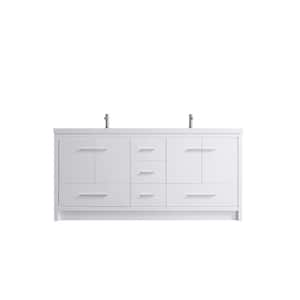 70.87 in. x 19.7 in. D x 43 in. H Double Sink Bath Vanity in White with White Resin Top