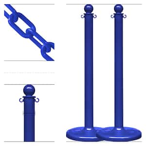 Blue Medium Duty Stanchion & Chain Kit (2-Pack)