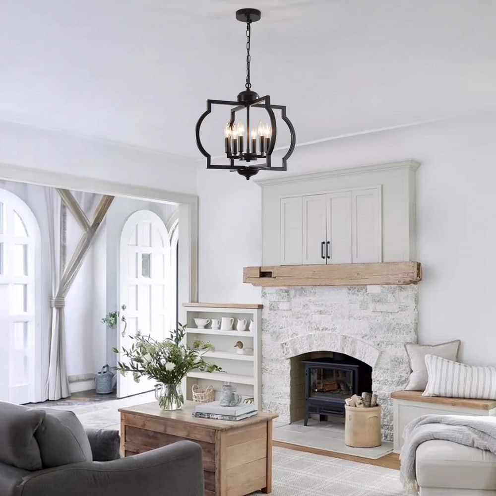 6-Light Black Geometric Industrial Candlestick Chandelier Height Adjustable Pendant Light with Dining Room price history on PriceWatchPro