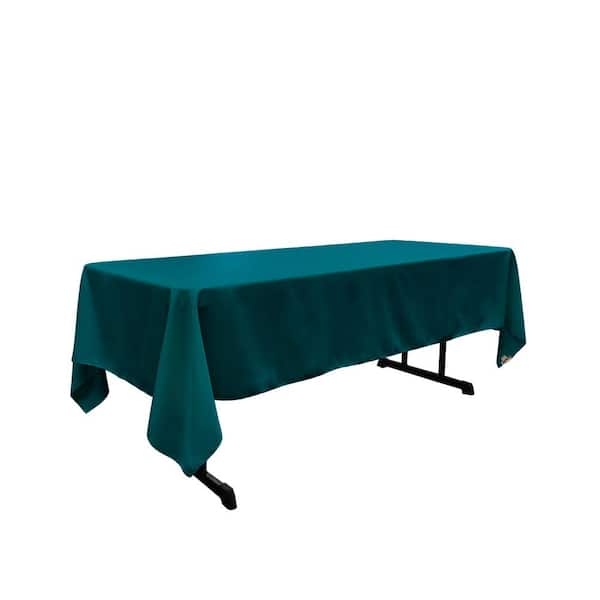 LA Linen Polyester Poplin 60 in. x 102 in. Dark Teal Rectangular Tablecloth