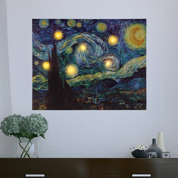 Lavish Home 16 in. x 20 in. "Starry Night" LED Lighted Canvas Art