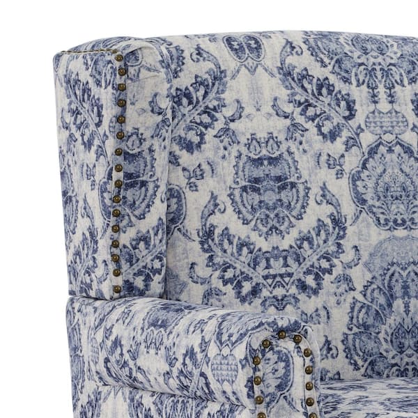 Ahyhhh　アーコール　シエナ Uixe Retro Navy Blue Floral Pattern Linen Nailhead Trim
