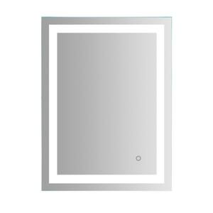24 in. W x 32 in. H Frameless Rectangular LED Light Bathroom Vanity Mirror Wall Mounted with Touch Dimmable Design