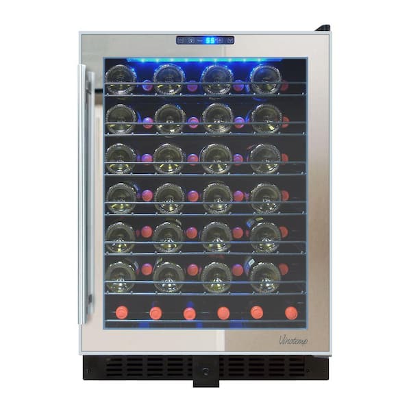 VINOTEMP 23.5 in. 54-Bottle Touch Screen Mirrored Built in Wine Cooler