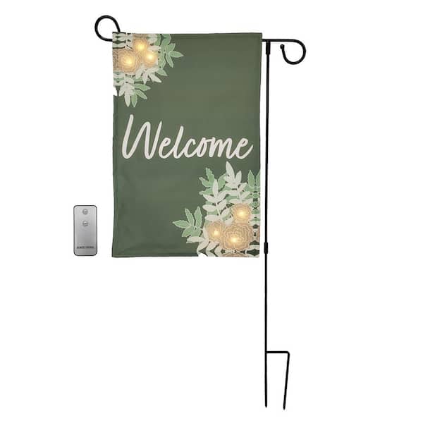 LUMABASE Lighted Outdoor Banner with Garden Flag Stand - Welcome