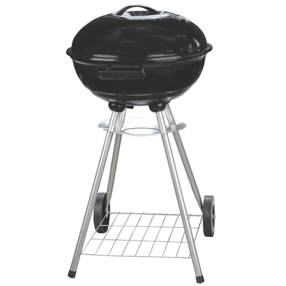 Panther 19'' Black Porcelain-Enamel Kettle Charcoal Grill