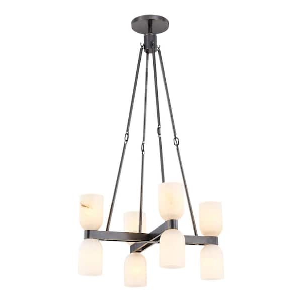 ALORA Lucian 22 in. 8-Light 60-Watt Urban Bronze/Alabaster Chandelier