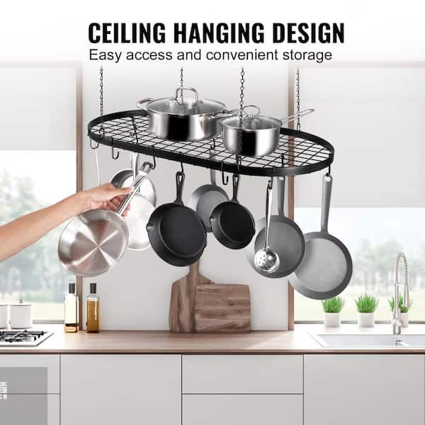 Vevor Hanging Pot Rack 32 In Ceiling Mount 80 Lbs Loading Weight With 12 S Hooks Ddsgjyc32lgpdk2y4v0 The