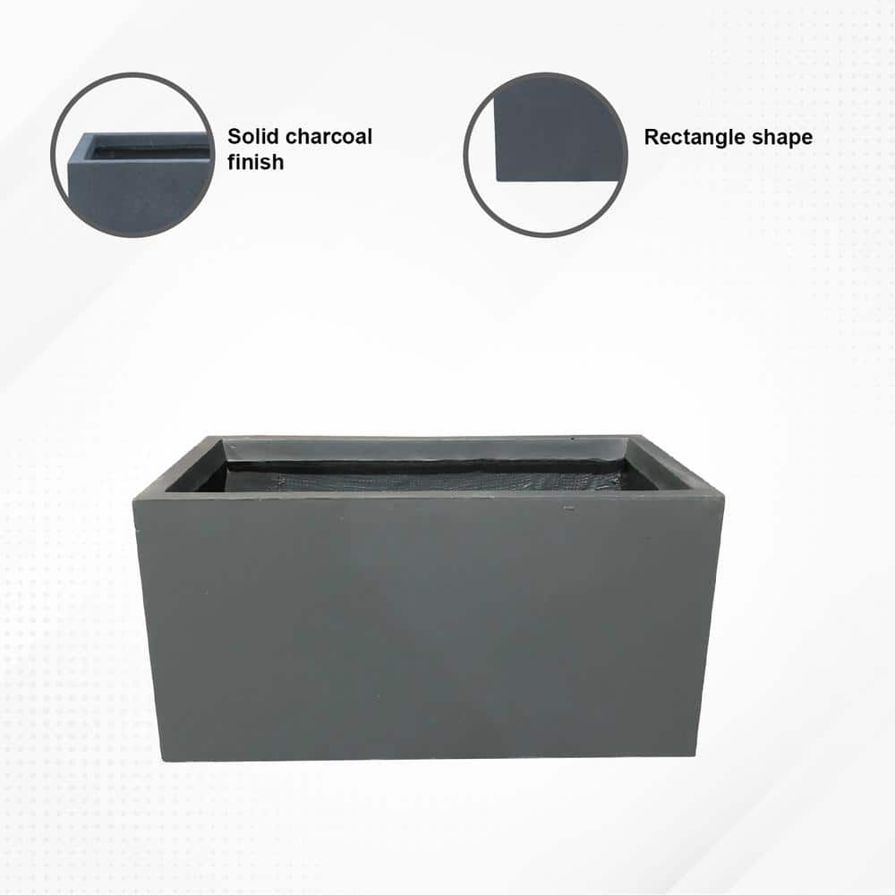 Charcoal Gray 27" Lightweight Concrete Rectangular Planter