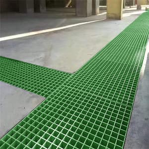 1.5 in. x 1.5 in. x 1 in., 1 ft. x 4 ft., Fiberglass Molded Grating Composite for Outdoor Drain Cover Deck Tile in Green