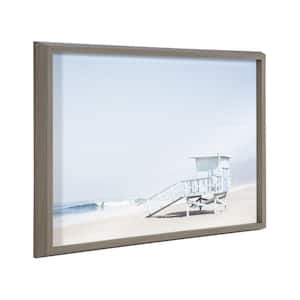 Blake 24 in. x 18 in. Pale Blue Life Guard Tower by Caroline Mint Framed Printed Glass Wall Art