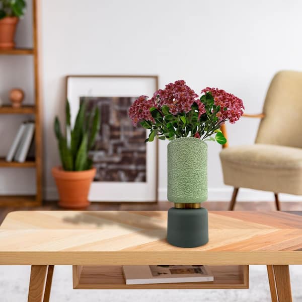castellousa Green 12 in. Tall Modern Stackable Ceramic Flower Vase