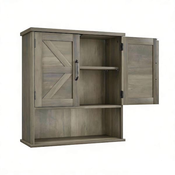 21.2 in. W x 23.6 in. H Rectangular Grey Recessed or Surface Mount Medicine Cabinet without Mirror