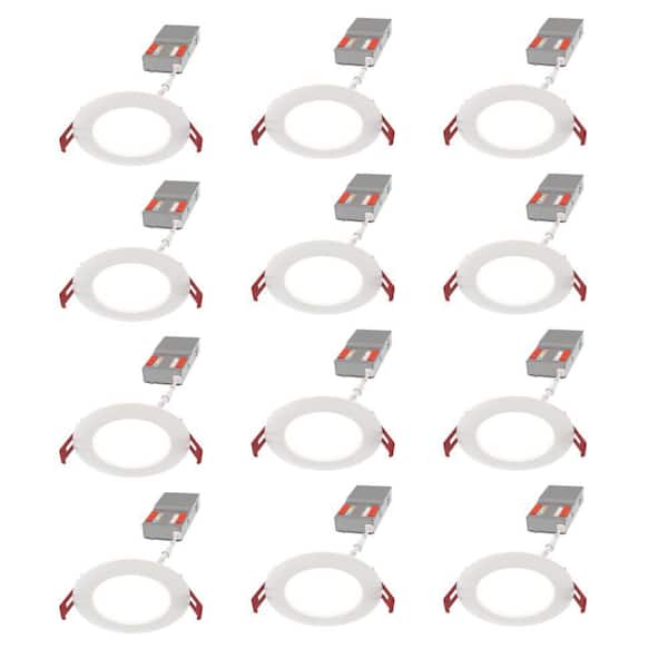 4 in. Adjustable CCT New Construction and Remodel Dimmable Indoor, Outdoor Integrated LED Recessed Light Trim 12-Pack