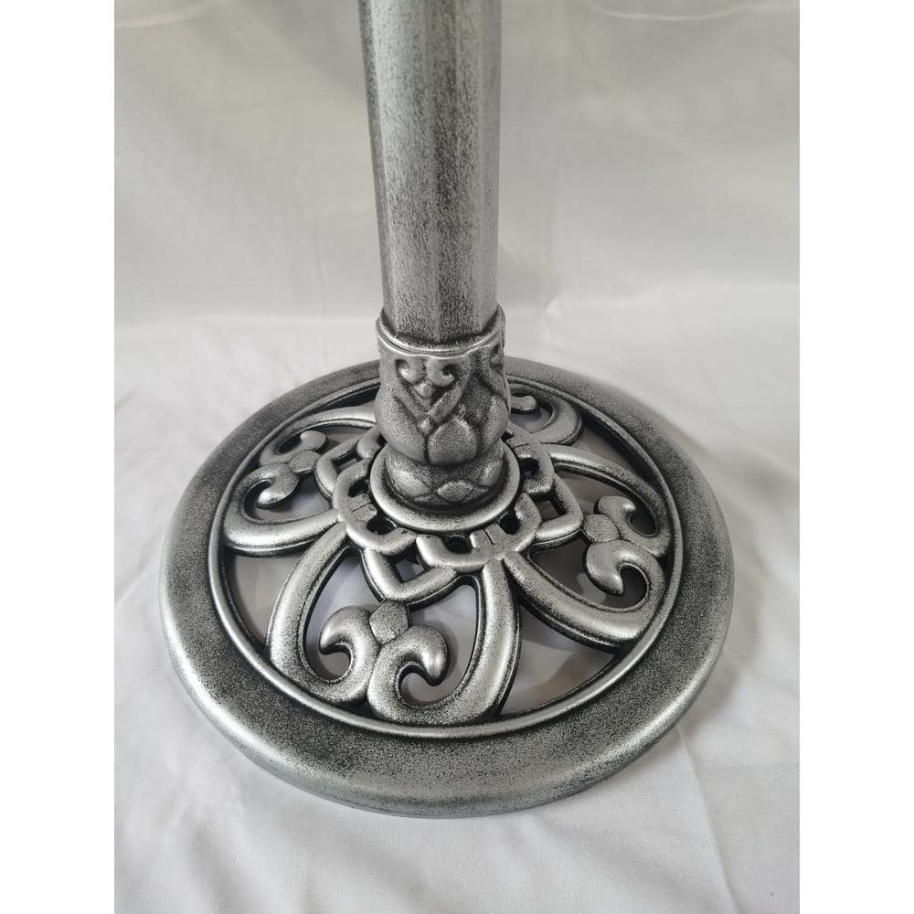 30 Inch Silver Polyresin Outdoor Garden Bird Bath