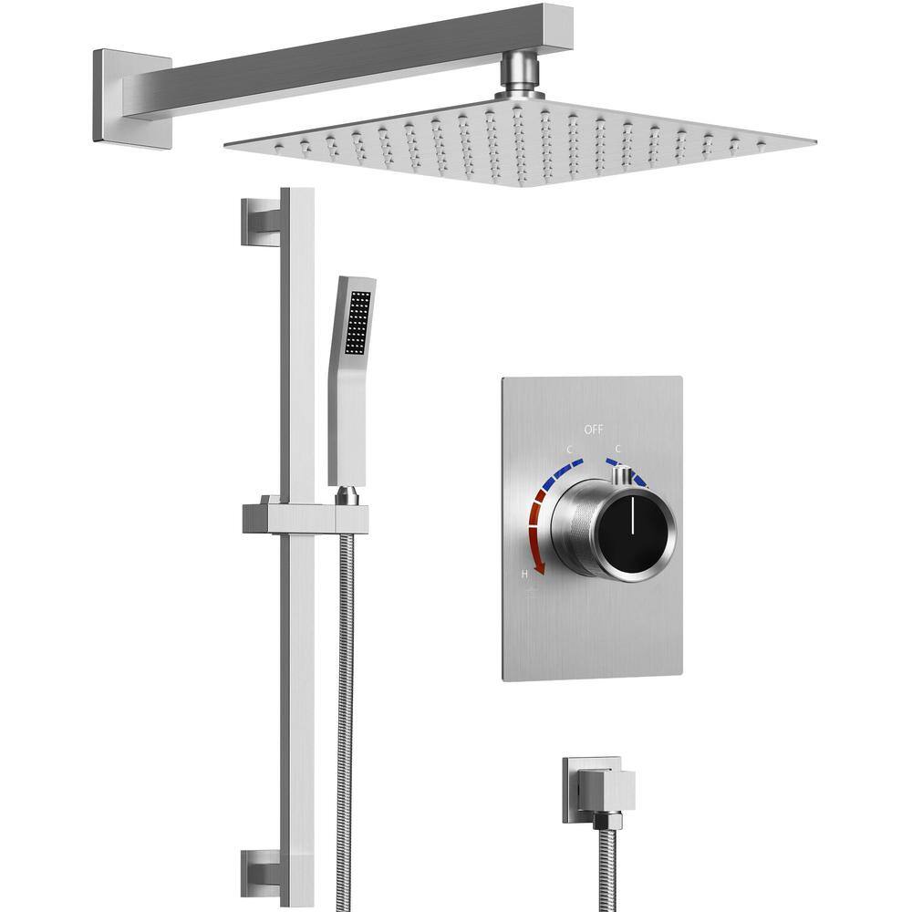 GRANDJOY Bathroom Showers with Valve 2-Spray Dual Wall Mount 10 in ...