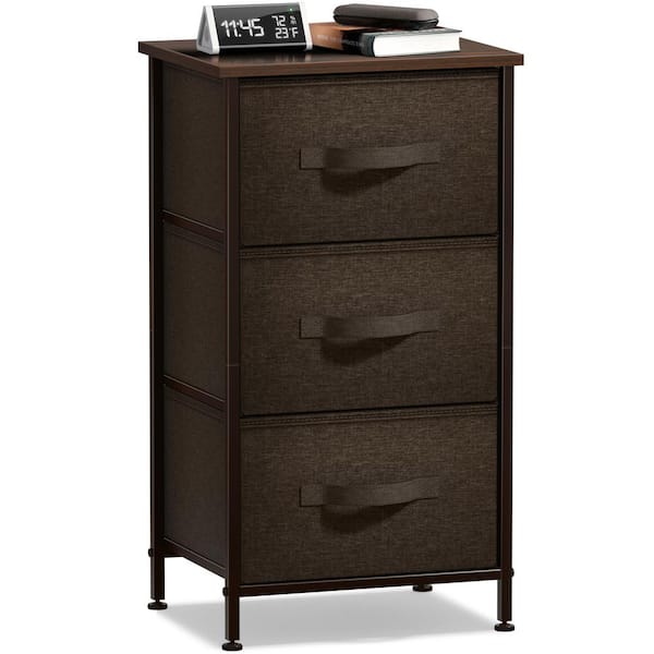 Sorbus 3 Drawers Brown Nightstand 28.75 in. H x 17.75 in. W x 11.87 in. D