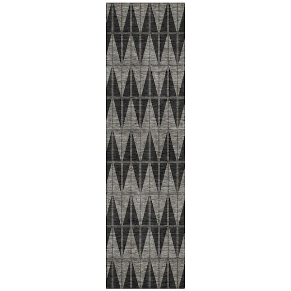 Chantille Machine Washable Indoor/Outdoor Abstract ACN2415 Black 2 ft. x 7 ft. Runner Rug