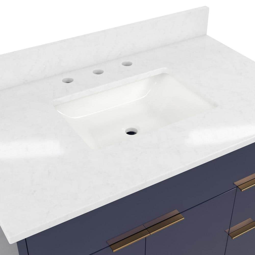 Leona 36" Navy and Gold Metal Bathroom Vanity