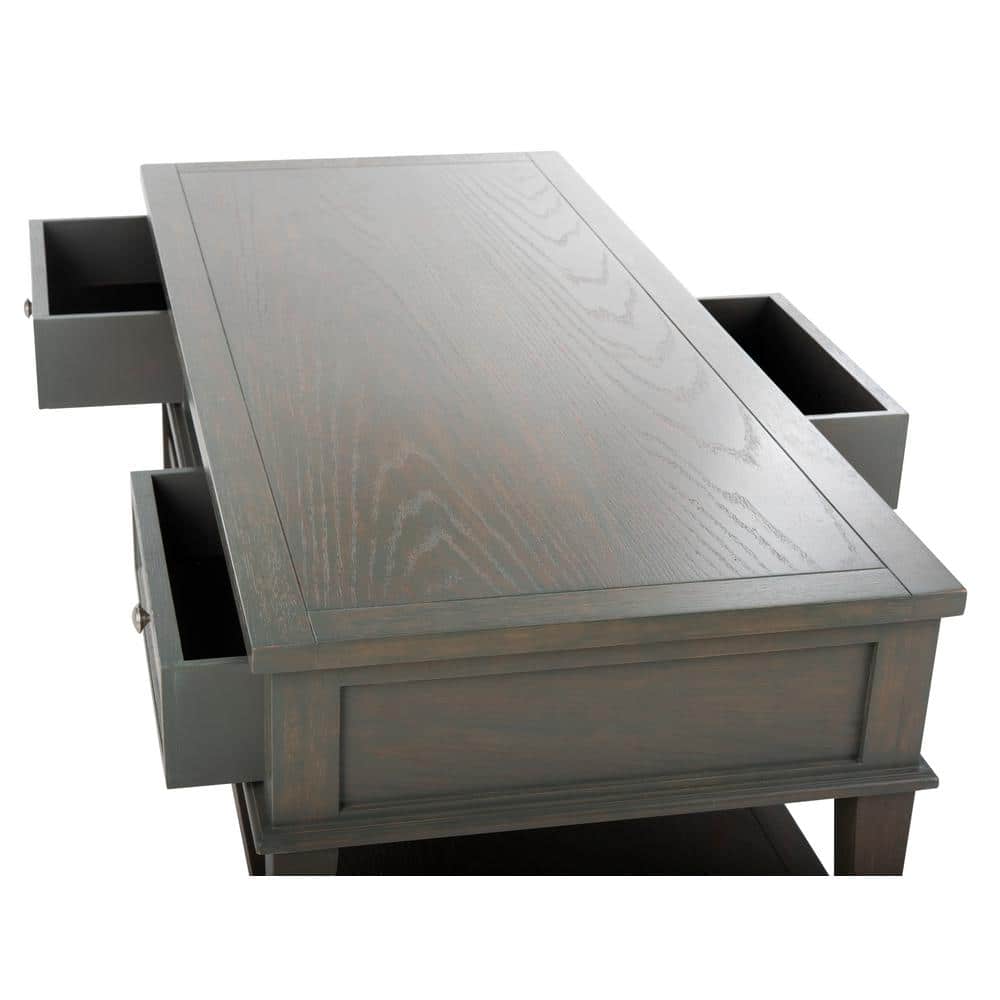 Transitional Ash Grey Rectangular Coffee Table with Storage