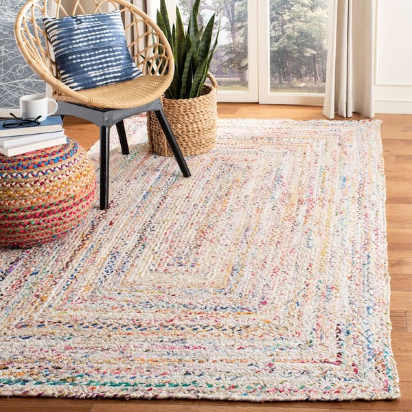 Braided Ivory/Multi Doormat 2 ft. x 3 ft. Border Area Rug