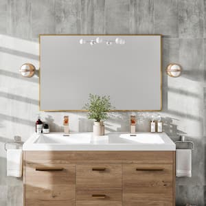 Gold 48 in. W x 30 in. H Large Rectangular Aluminium Framed Wall Bathroom Vanity Mirror in Gold