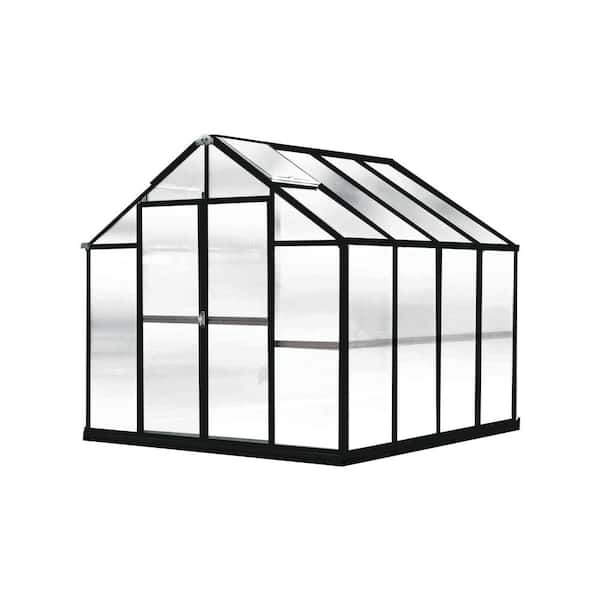 Monticello Growers Edition 8 ft. W x 8 ft. D x 7.6 ft. H Black Greenhouse