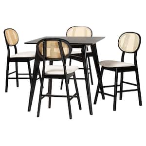 Darrion 5-Piece Cream and Black Bar Table Set