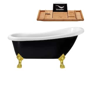 61 in. Acrylic Clawfoot Non-Whirlpool Bathtub in Black