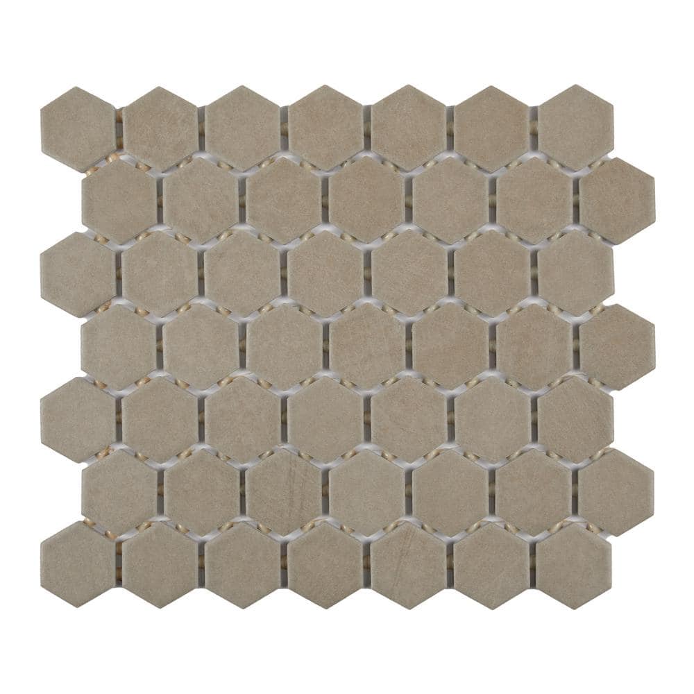 Moroccan Concrete Taupe 11 in. x 10 in. Glazed Ceramic Hexagon Mosaic Sample Tile price history on PriceWatchPro