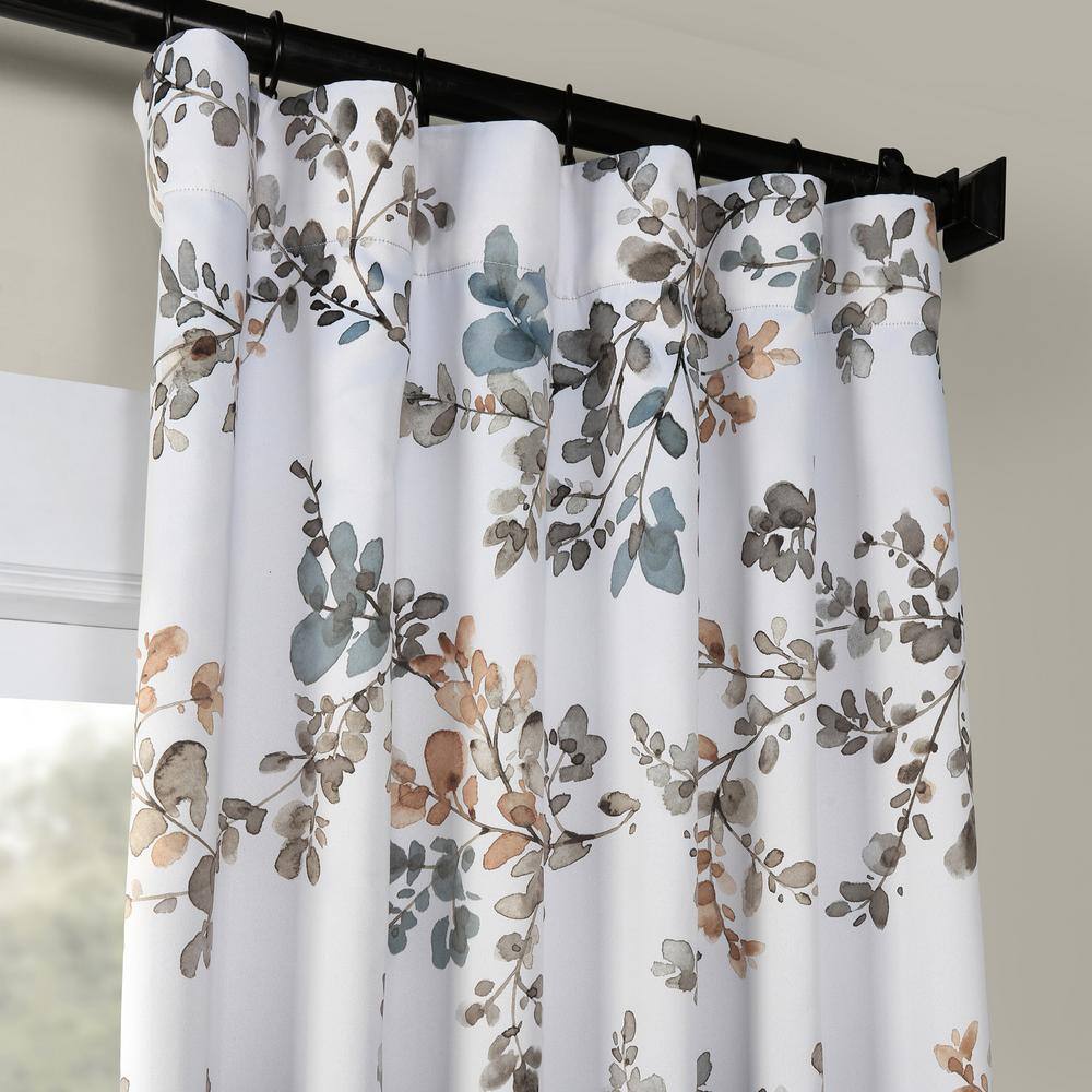 Antique Elm Floral Blackout Polyester Curtain Panel 50x96