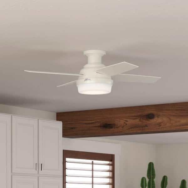 Dempsey 44 in. Fresh White Low Profile Indoor Ceiling Fan with LED Light Kit and Handheld Remote