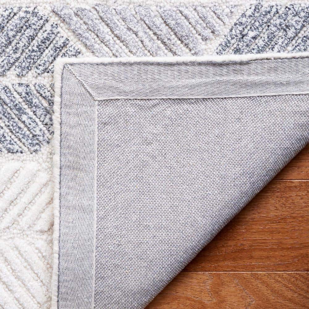 Gray Geometric Hand Tufted Wool Area Rug, 8' x 10'