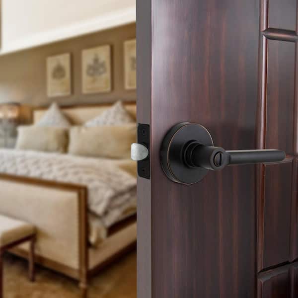 Tonebridge Aged Bronze Bed/Bath Door Lever with Round Rose 12-Pack