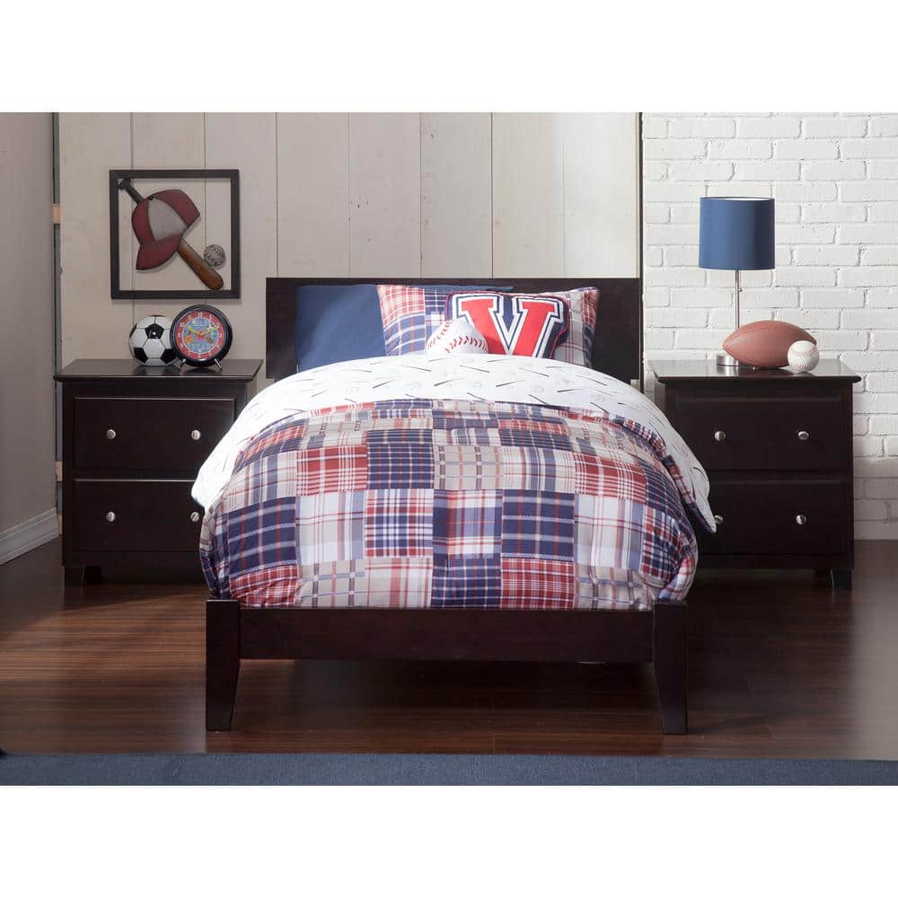 Orlando Dark Wood Twin Platform Bed with Headboard