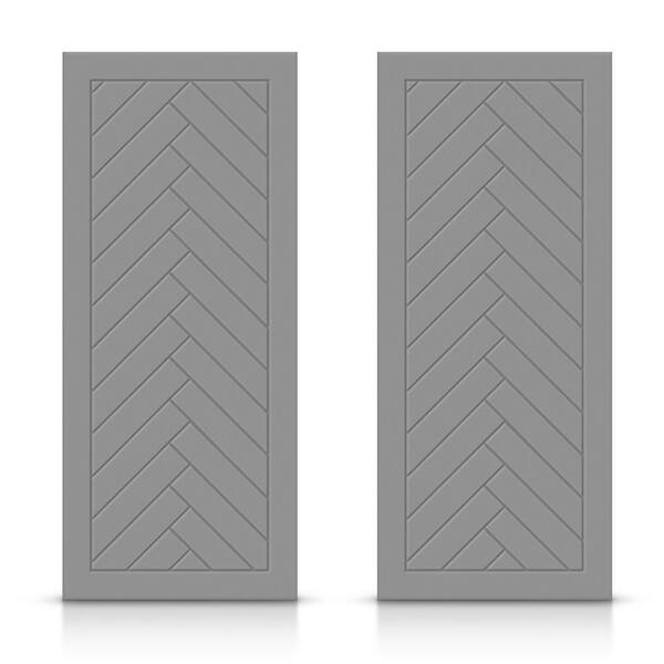 CALHOME 72 in. x 80 in. Hollow Core Light Gray Painted Composite MDF Interior Double Closet Sliding Doors