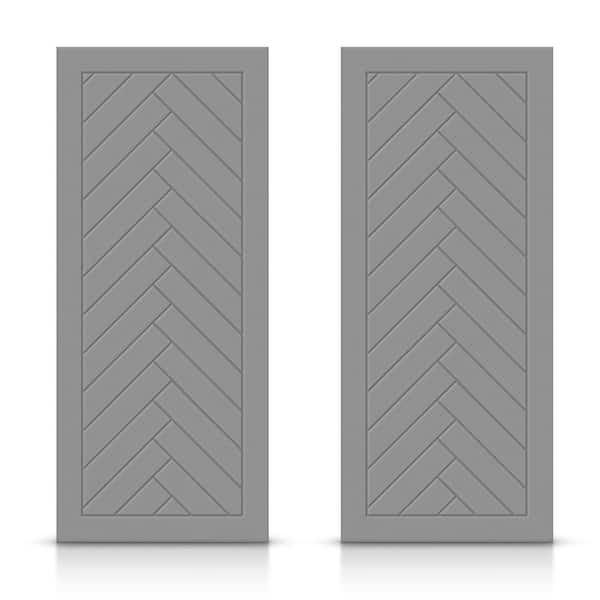 CALHOME 72 in. x 96 in. Hollow Core Light Gray Painted Composite MDF Interior Double Closet Sliding Doors