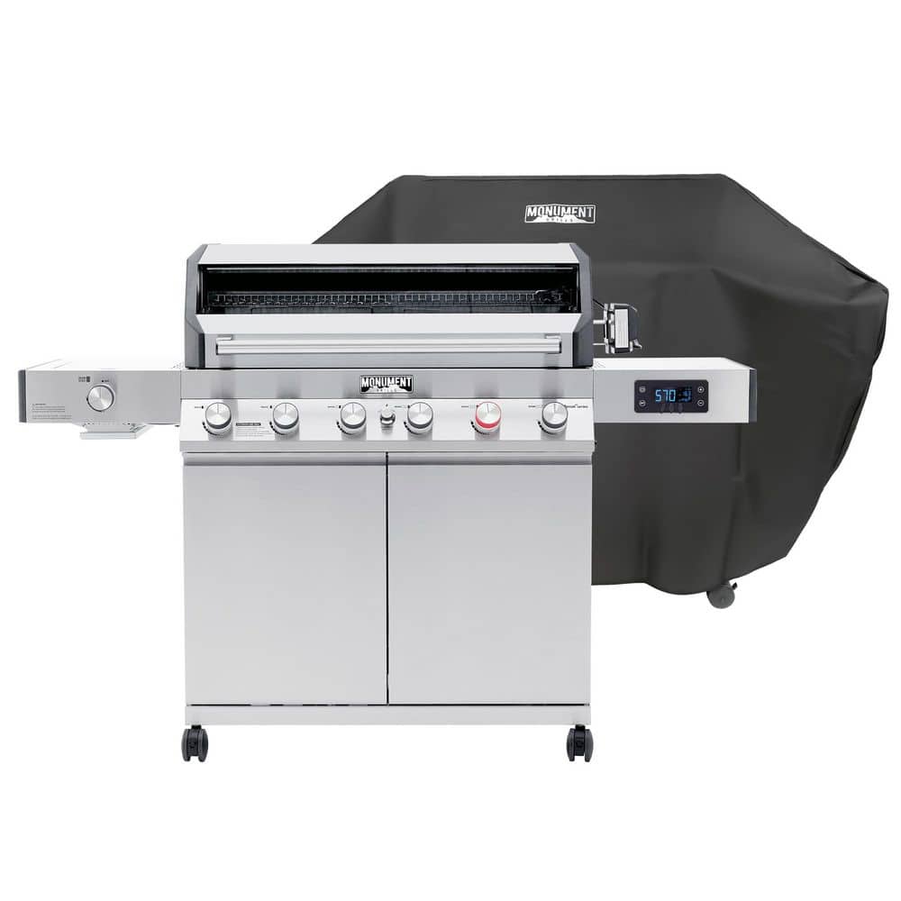 Denali Pro 6-Burner Propane Gas Grill in Stainless with Clearview Lid, Rotisserie Kit, Infrared Burners, and Sear Burner